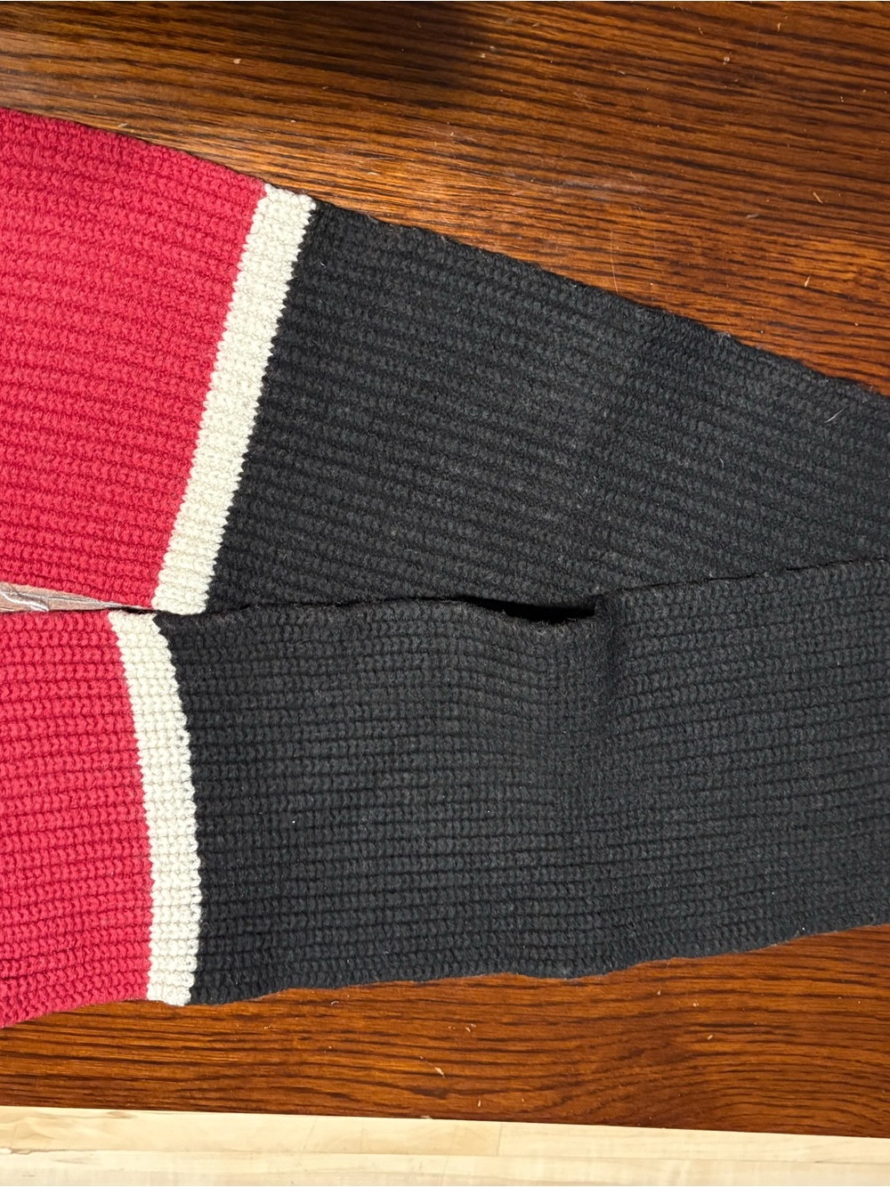 Men's Black Knit Socks with Red & Cream Trim